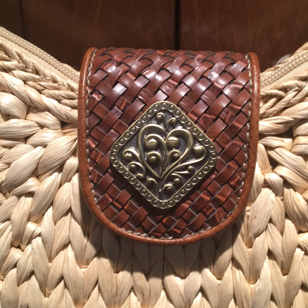 Straw leather strap handbag - Picture 2 of 6